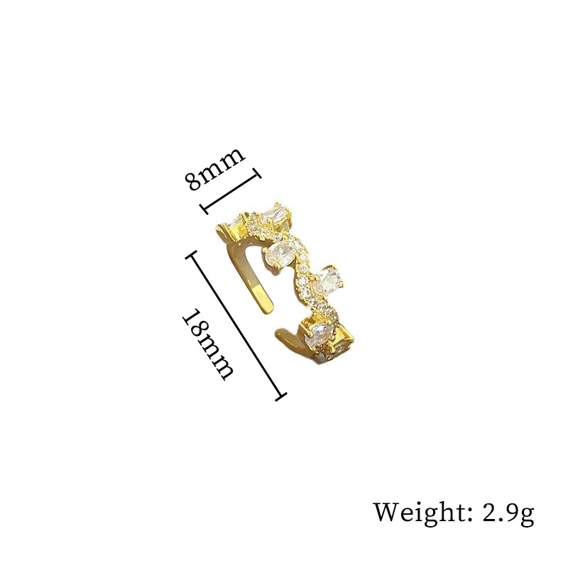 【真金电镀】欧美设计ins风几何镶钻圆珠戒指女冷淡风开口指环详情3