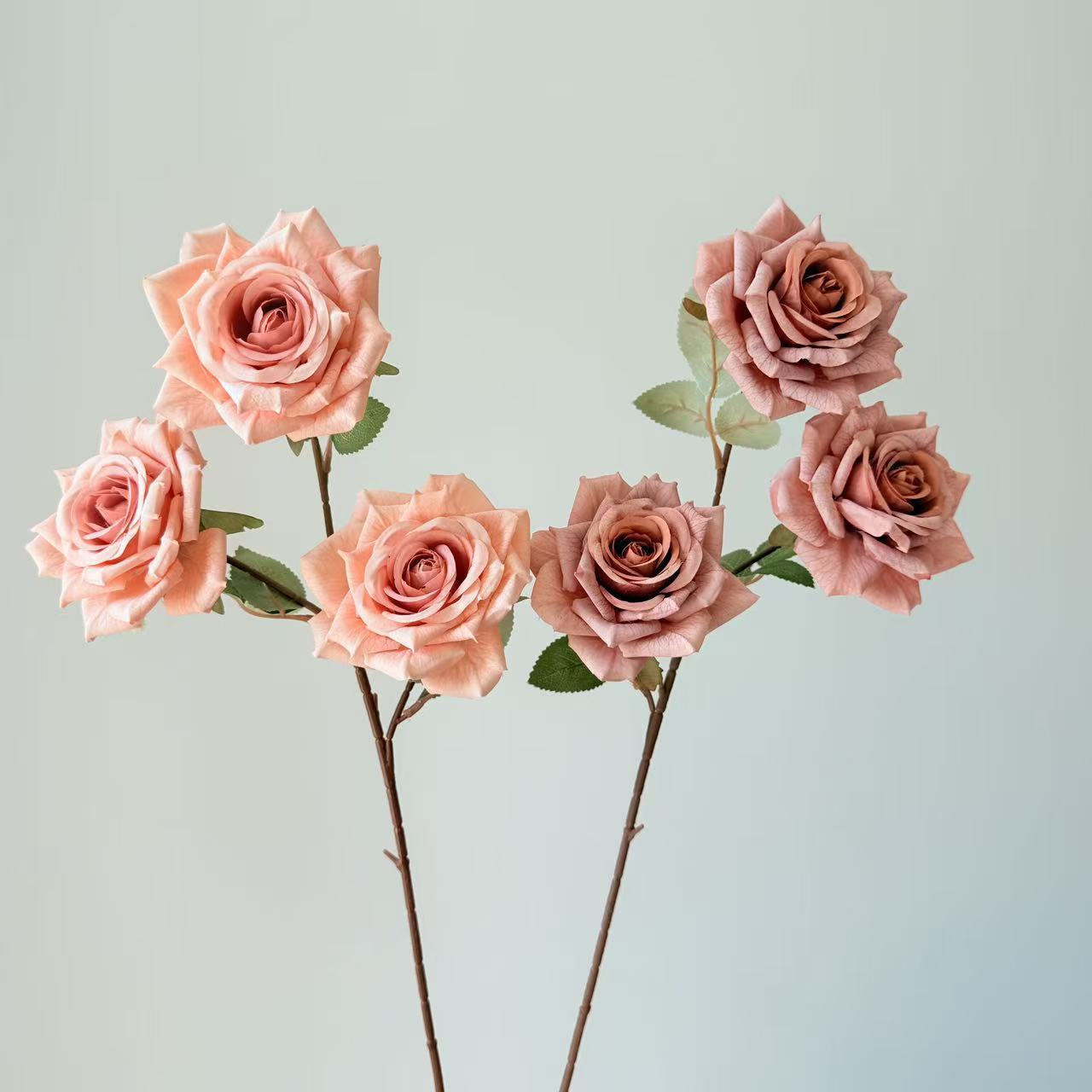 3头卡布奇诺玫瑰花仿真花摩卡油画复古玫瑰花婚庆插花家居装饰花详情7