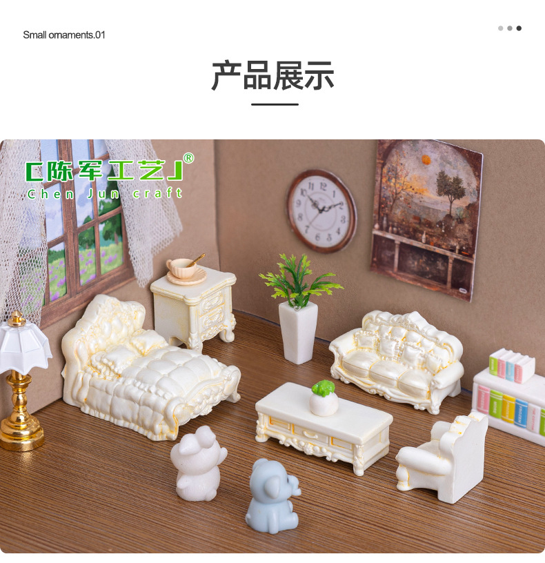 Creative Baroque-style furniture miniature models, dollhouses, diy decorative accessories, micro-landscape mini ornaments pic 3