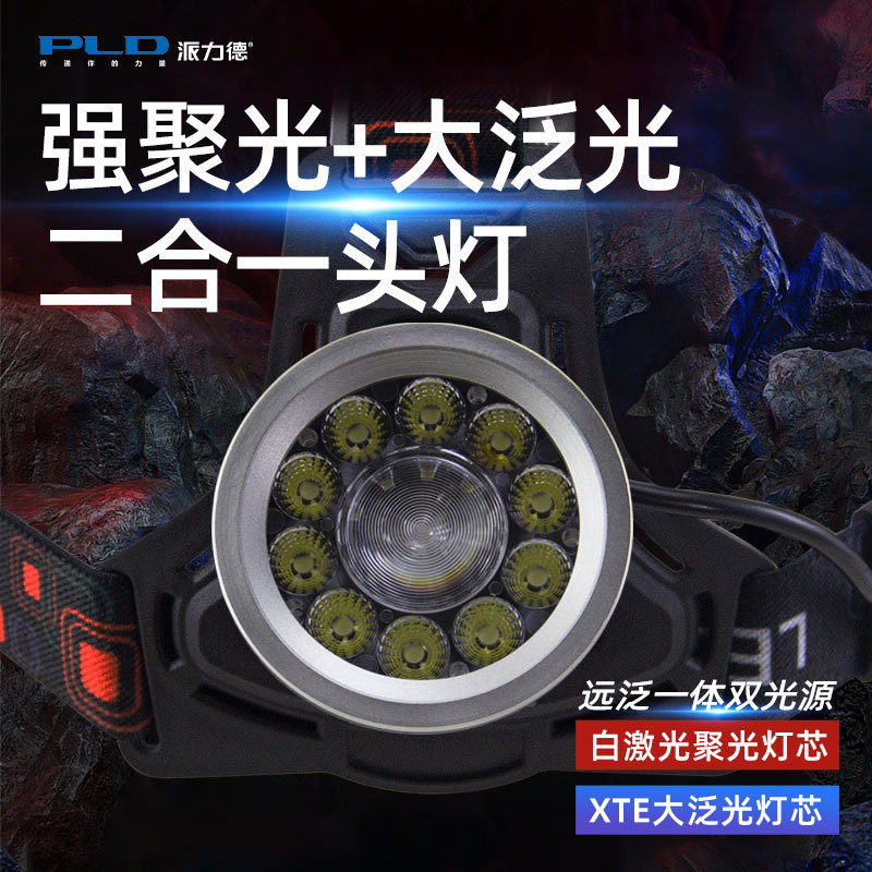 派力德新品头灯远泛光一体大功率多灯强光超亮铝合金户外夜钓骑行详情2