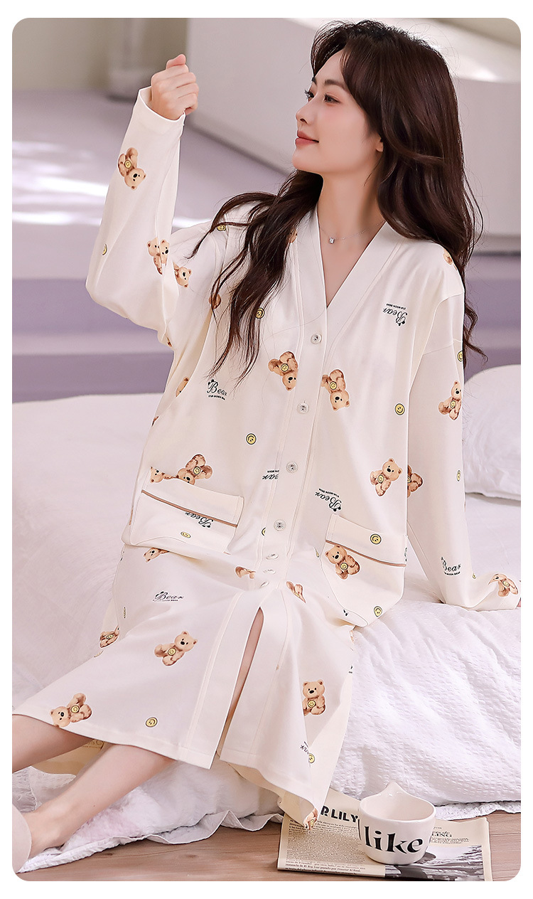 孕妇待产裙夏季带胸垫纯棉a类月子服睡衣裙产后产妇产房生产检裙详情12