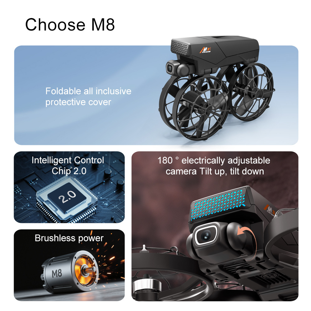 Cross-border M8 brushless drone with screen control, aerial photography, folding aircraft, optical flow dual camera remote control aircraft pic 28
