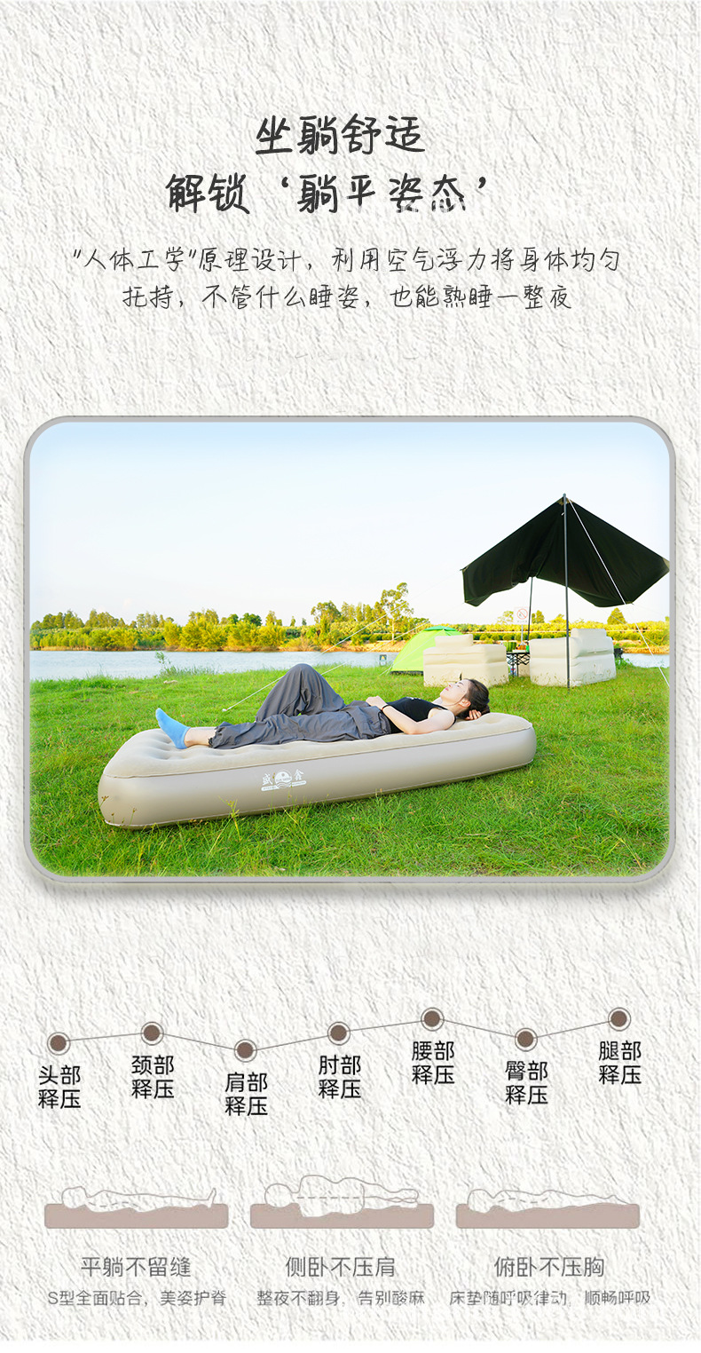 新款单人户外加厚充气懒人床双人露营装备大号坐垫自动批发便携详情14