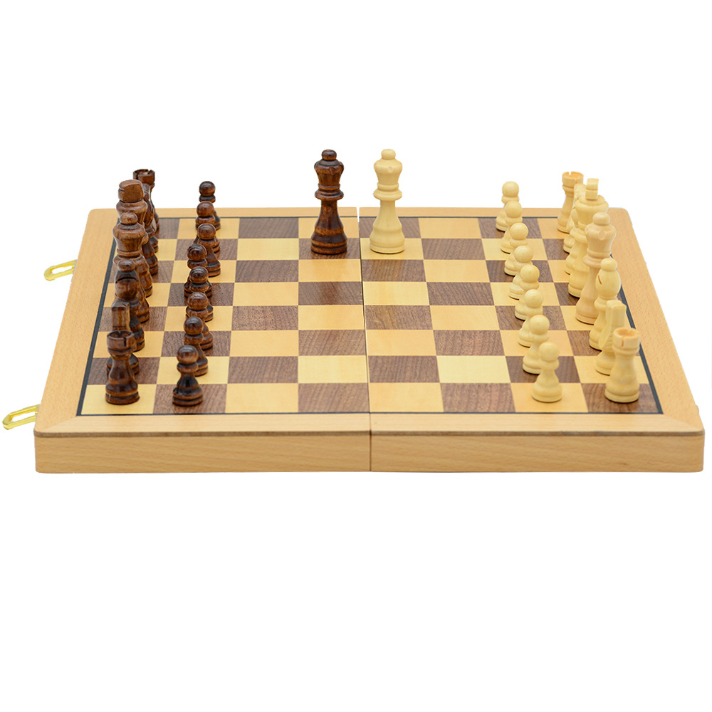 39cm magnetic chess, pine wood, double rear foldable board game toy, cross-border chess pic 1