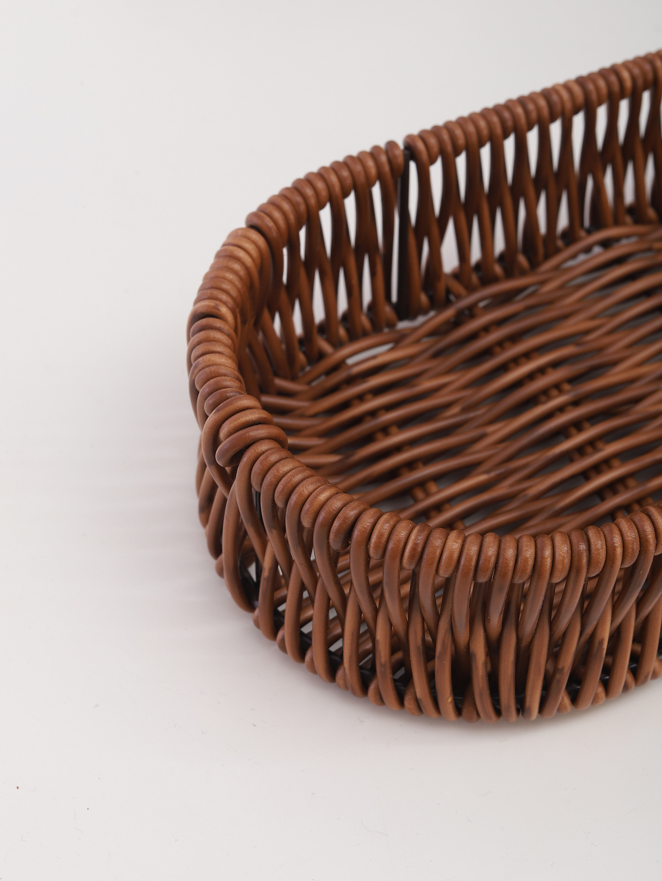 简约藤编刀叉勺收纳篮椭圆形方形家用收纳篮详情4