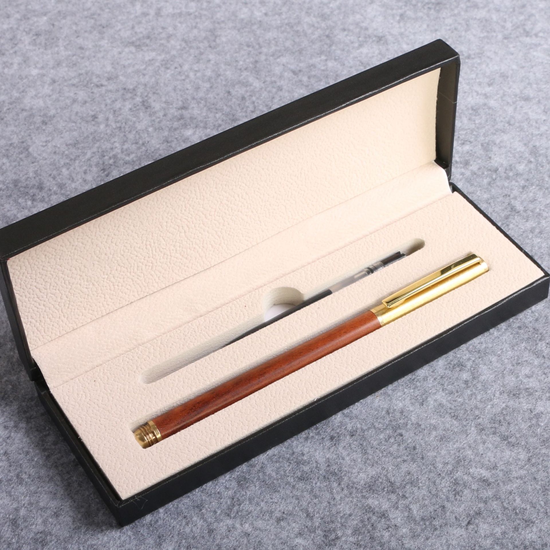 Wooden business pearl signature pen, brass solid wood pen clip, gel pen, LOGO printed, laser customized signature pen pic 12