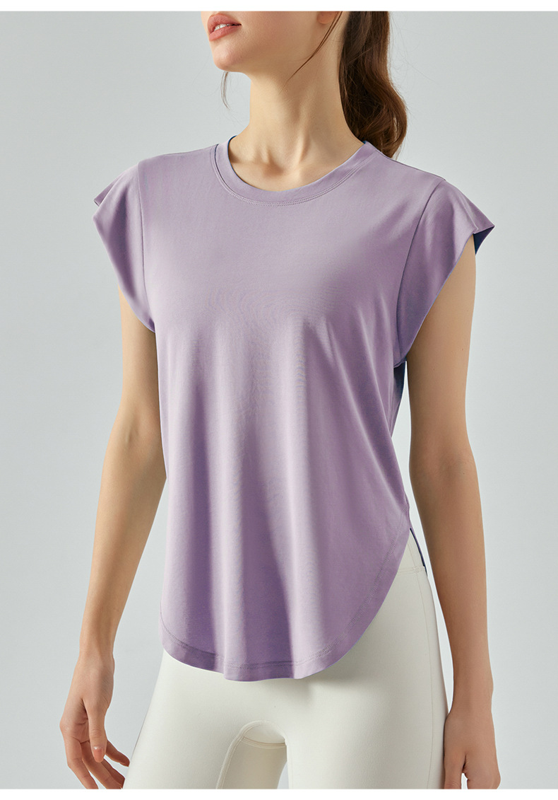 Spring and summer yoga vest top for women, loose, slimming and concealing yoga wear, running training, short-sleeved fitness T-shirt pic 25