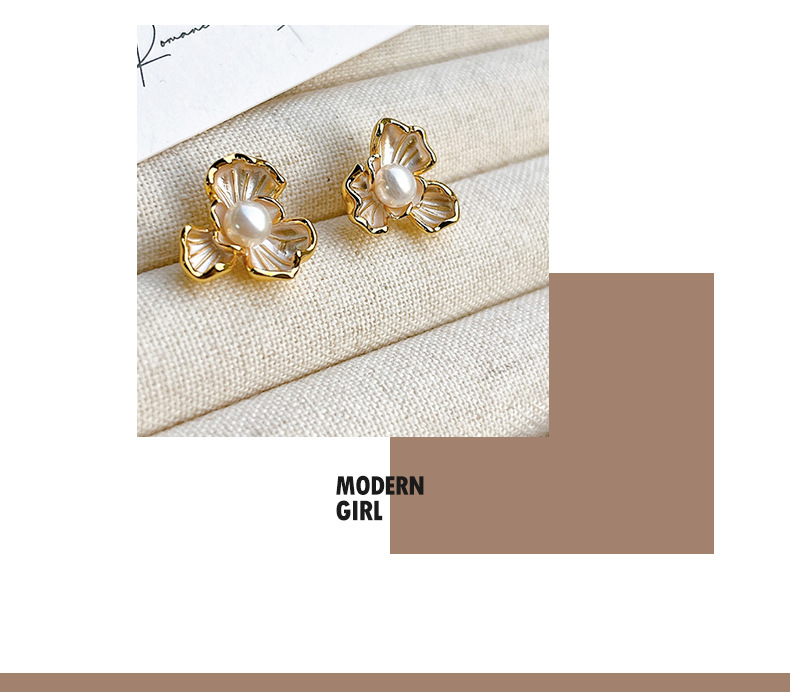 法式滴油优雅轻奢花朵天然淡水珍珠耳环耳饰少女高级感批发详情9