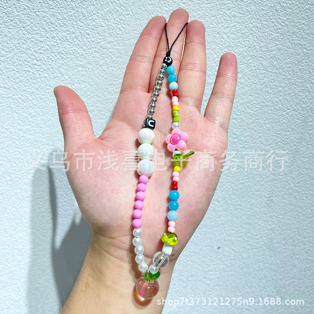 小红书ins新款多巴胺风手机链 甜美可爱手绘糖果小熊手机挂链挂饰详情6