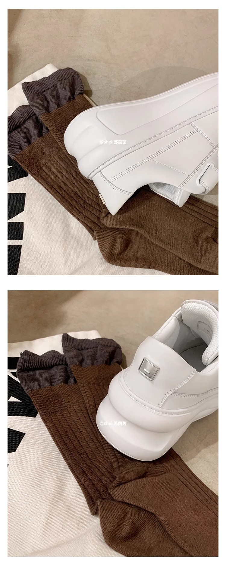 sheii苏茵茵同款~6.5cm厚底~笑脸魔术贴增高休闲运动板鞋女小白鞋详情6