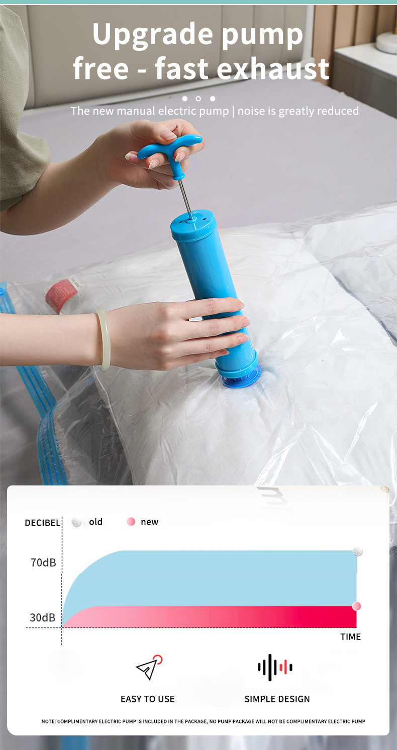 Transparent vacuum compression bag, seasonal clothing storage bag, clothes and quilt storage bag, hand roll, thickened explosion-proof zipper pic 13