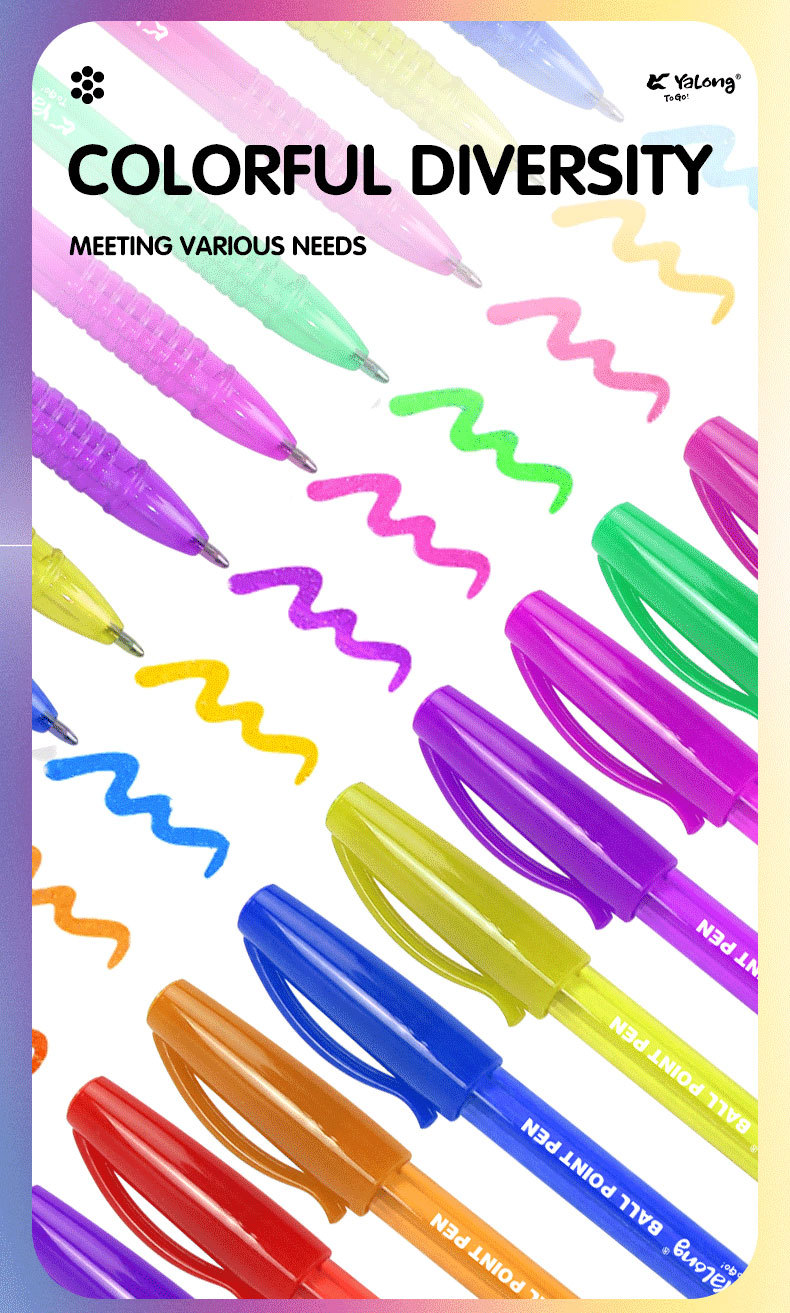 Yalong Cross-border best-selling high-quality ballpoint pens, colored ballpoint pens for office use pic 2