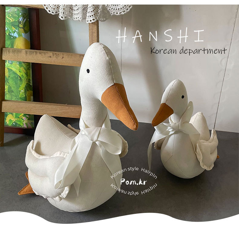 新款韩版可爱小鸭子娃娃大小号可蹲立棉麻儿童安抚玩具房间摆件物详情2