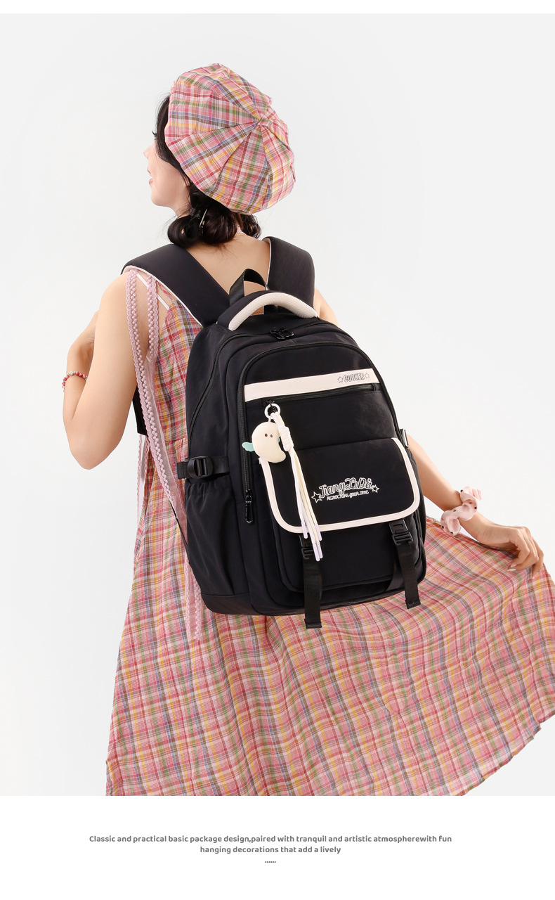New high-appearance-level weight reduction and spine protection schoolbag for girls, junior high school students, large-capacity ultra-light campus backpack for teenagers pic 29