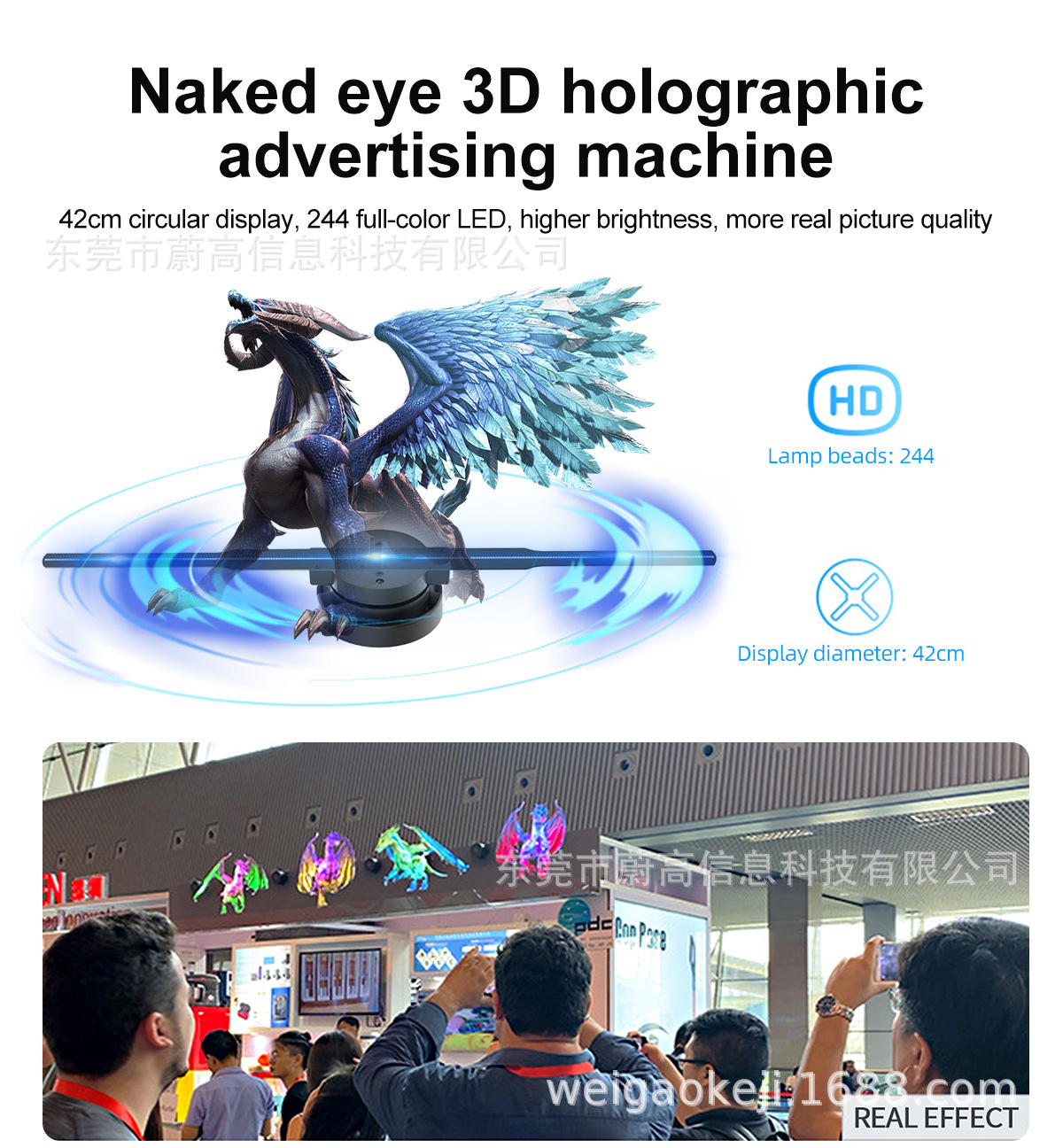 Naked-eye 3D holographic projector 244LED stereoscopic suspended aerial imaging fan screen wall-mounted advertising machine pic 10