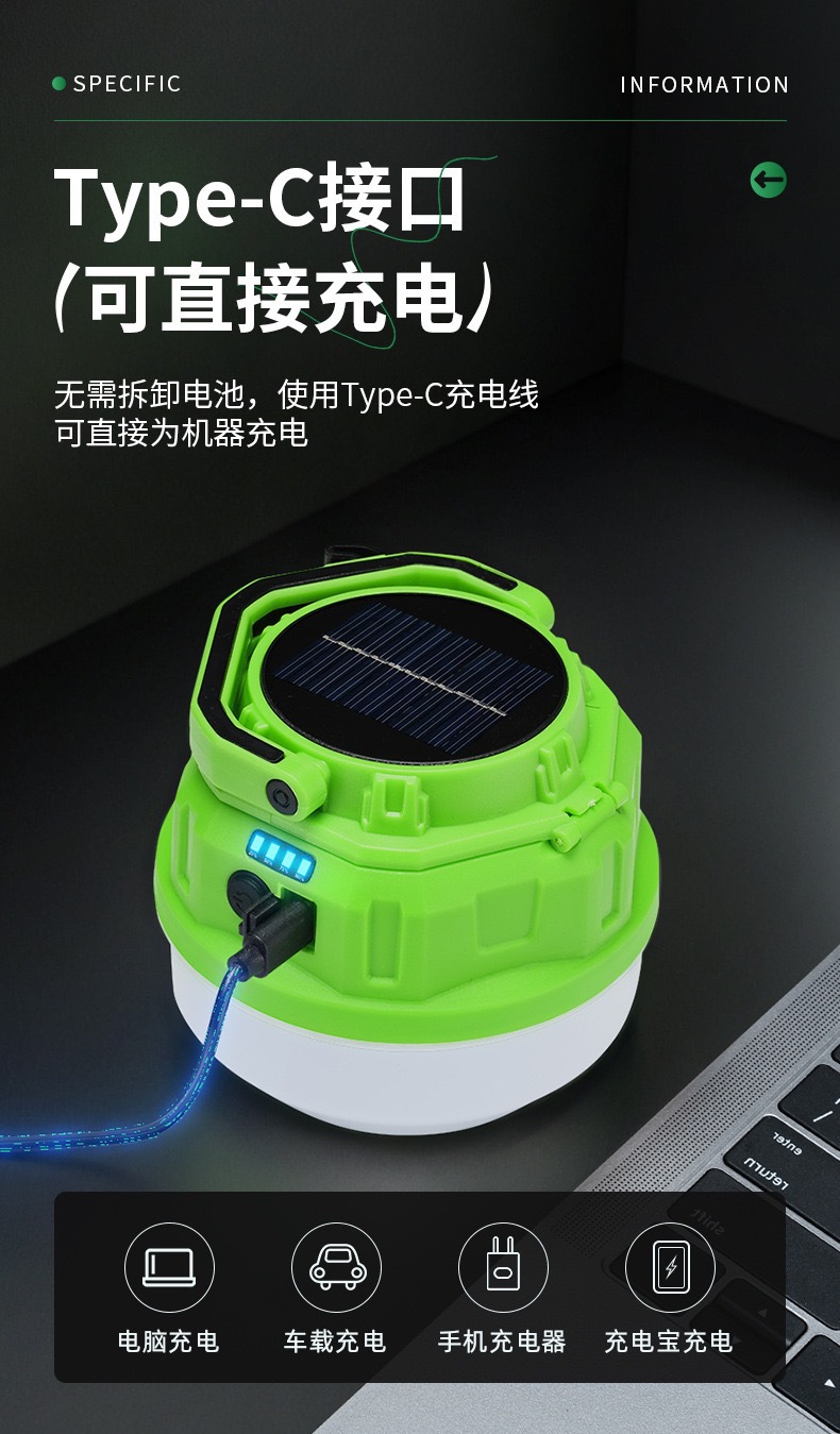 Cross-border outdoor camping lights, solar-charged camping lights, LED bulbs, household emergency night market street lamps pic 26