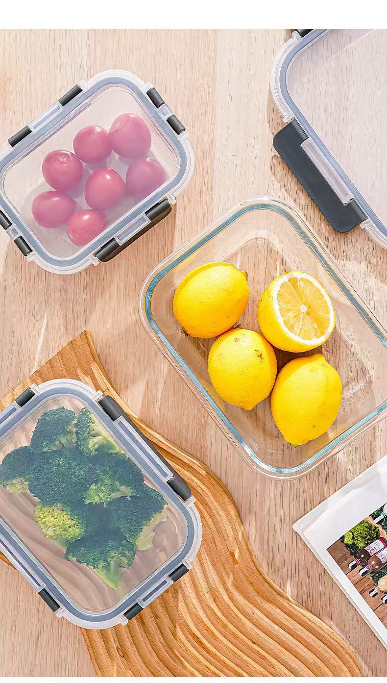 跨境保鲜碗加热透明保鲜盒盒食品级长方形高硼硅玻璃饭盒亚马逊详情7