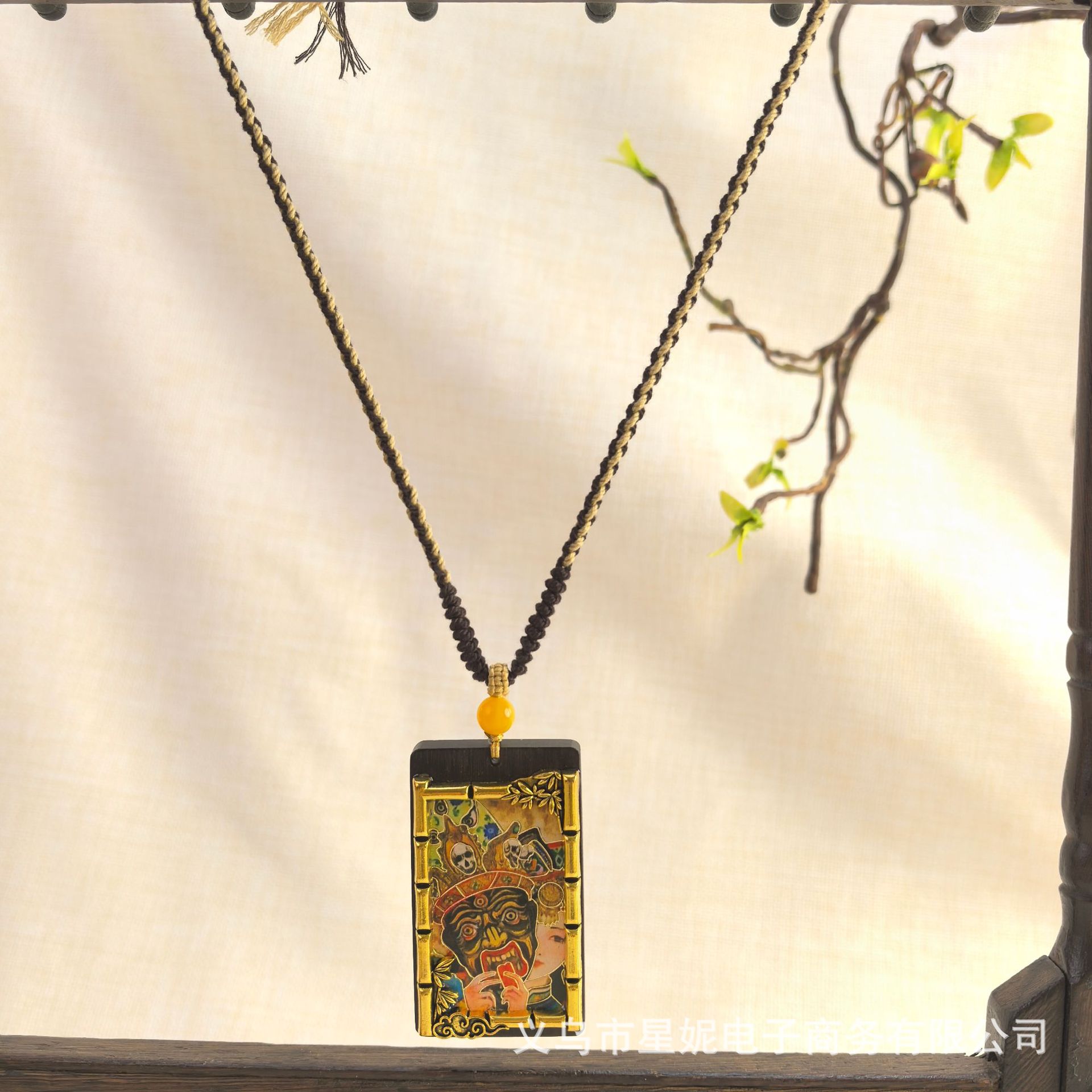 Nepalese Thangka pendant for men, green Tara Manjusri Bodhisattva, esandalwood Buddha amulet, retro necklace, sweater chain pendant for women pic 34