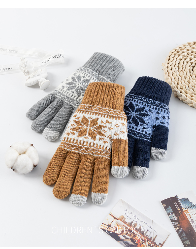 手套女冬季加绒加厚韩版防寒可爱户外骑行触屏保暖毛线针织手套详情14