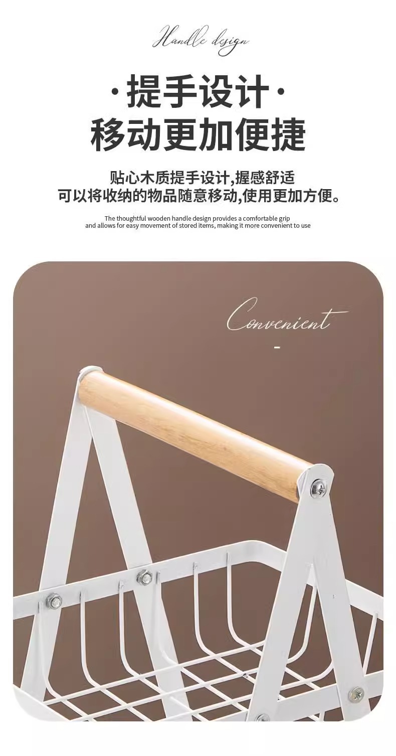 Cross-border portable household fruit and vegetable baskets, kitchen draining double-layer storage baskets, iron fruit and vegetable storage baskets manufacturer wholesale pic 3
