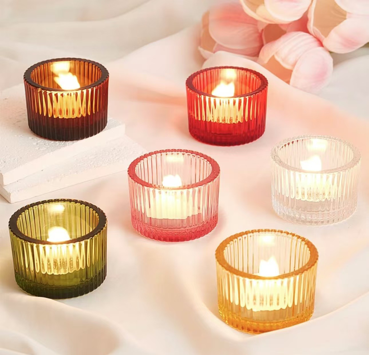 创意简约竖纹跨境烛台亚马逊爆款蜡烛杯玻璃香薰杯家居饰品摆件详情12