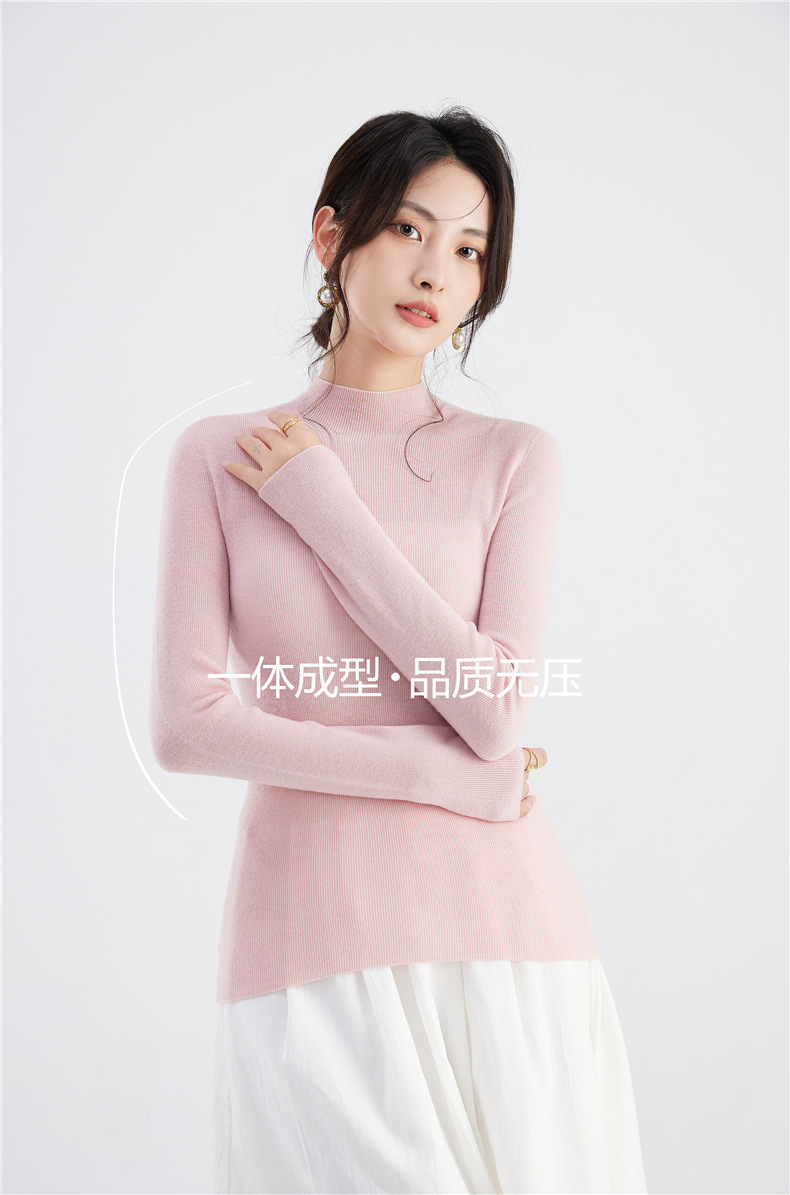无压感毛衣 日本岛精无缝一体成型羊毛衫 18针精纺超细羊毛打底衫详情8