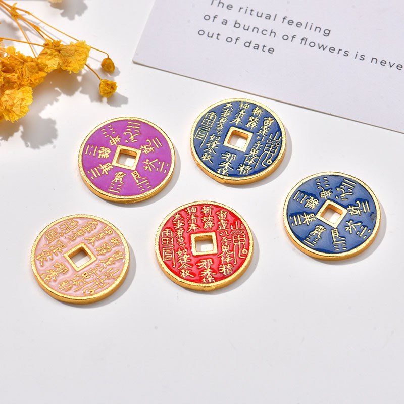 古法金财神铜钱八卦六字真言藏文经隔片diy饰品配件批发工艺品礼品收藏详情6