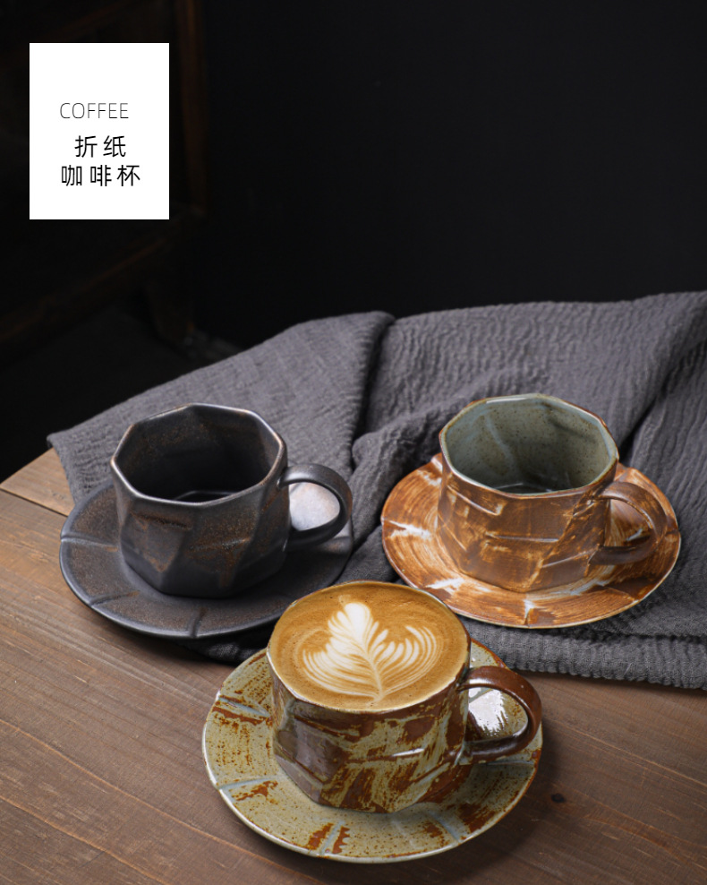 日式复古陶瓷咖啡杯碟套装创意伴手礼杯子下午茶马克杯粗陶咖啡杯详情30
