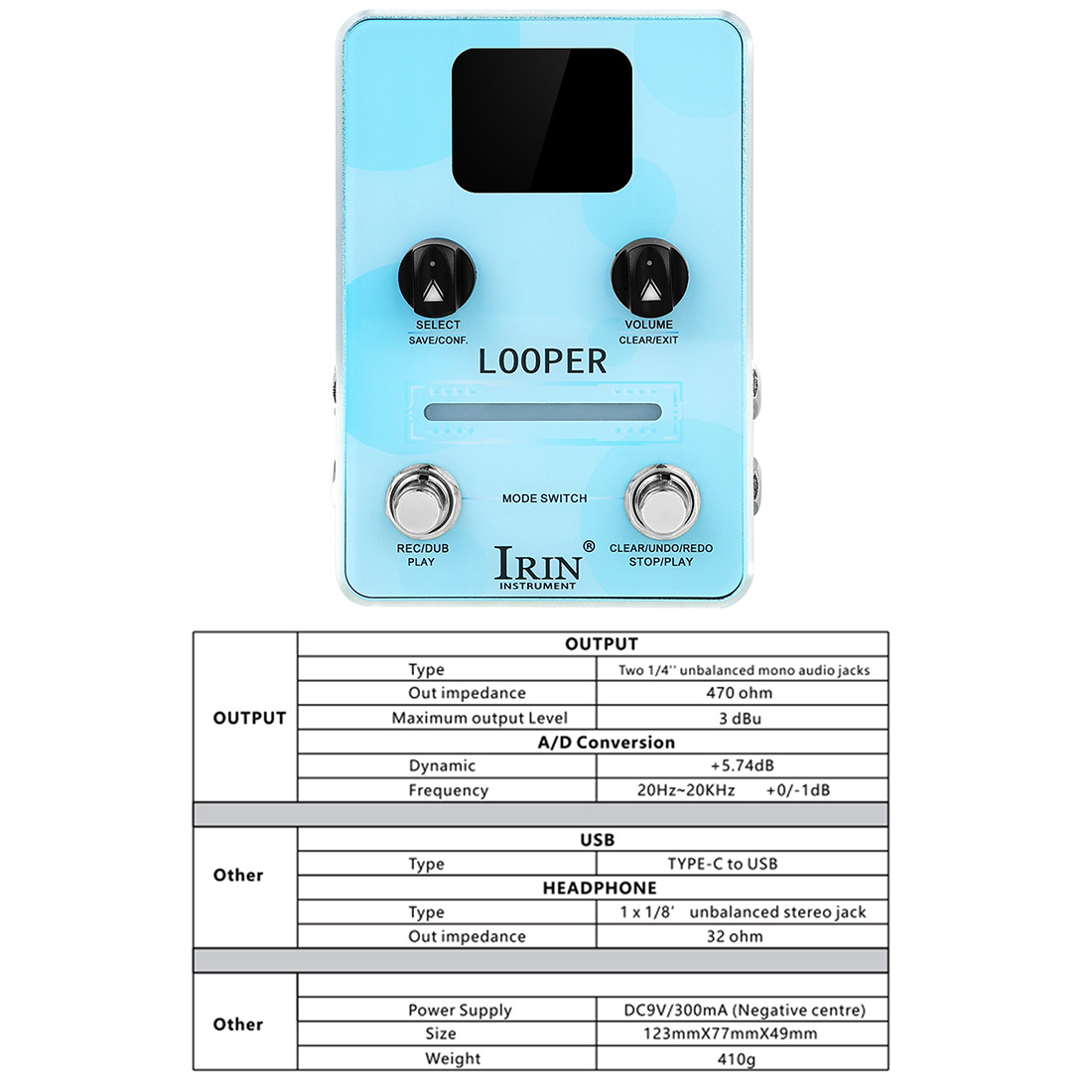 IRIN单块效果器踏板XS-02乐句录音效果器LOOP循环吉他效果器跨境详情8