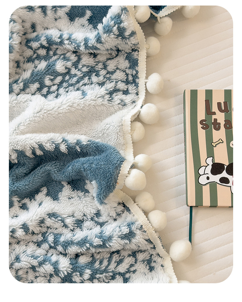 秋冬季新品星绒梦语毛球多功能毛毯云纹绒阳离子混纺毯子森语雪球详情25