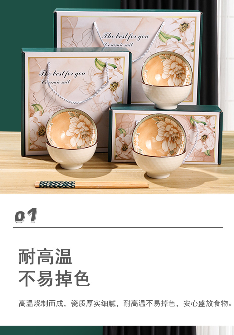 Japanese-style set bowl ceramic tableware gift box set, opening event small gift bowl and chopstick set, gift bowl and tableware set pic 5