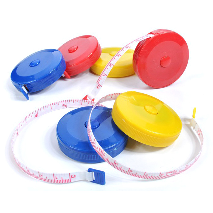 外贸专供迷你便携式圆形可伸缩卷尺测量衣服腰围三围尺子自动卷尺详情7