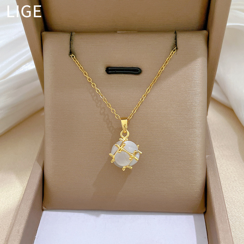 【钛钢】猫眼小球简约个性时尚轻奢气质华丽项链女百搭锁骨链钛钢详情6