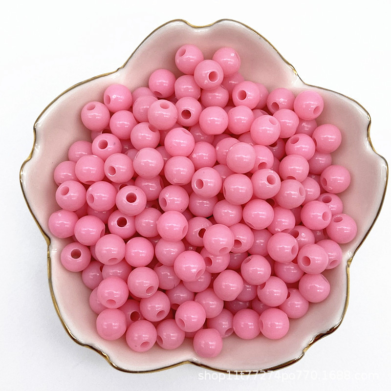 4/6/8mm亚克力直孔实色圆珠 diy手工串珠材料 光面珠子手机链散珠详情18