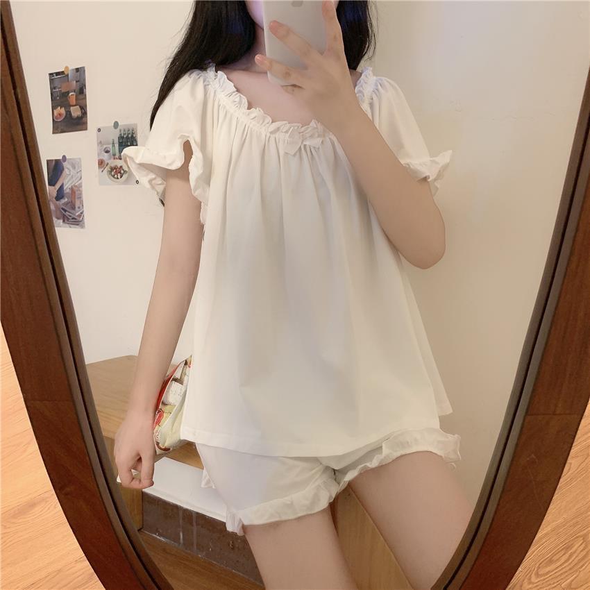 睡衣女大码睡裙白色长袖长裙宫廷风韩式公主风家居服外贸跨境爆款详情10