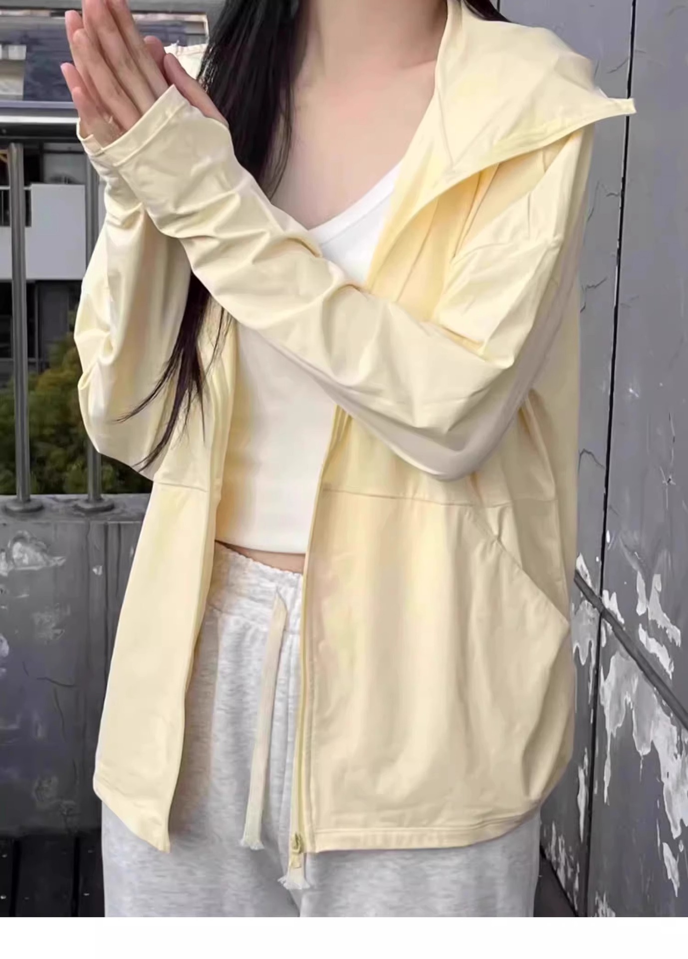 Ice silk hooded sun-protective clothing, thin outdoor wear, sun-protective clothing for women, loose summer 2025 new style cardigan pic 9