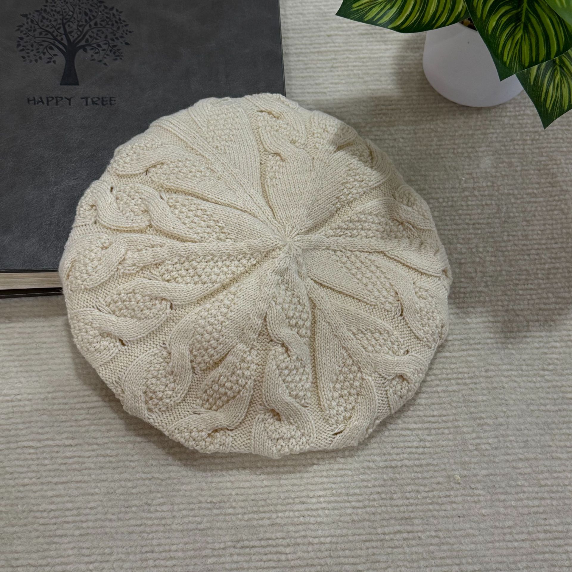 Women's autumn and winter thickened beret with cashmere hat, cross-border export single knitted beret from South Korea pic 7