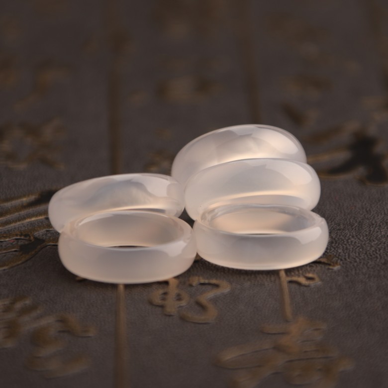 彩色天然玛瑙戒指戒圈绿白粉红情侣指环对戒尾戒指圈 玉髓戒指礼详情55