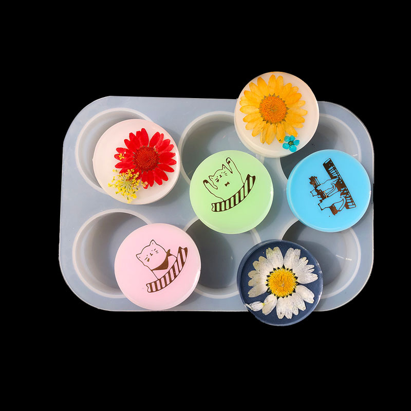 diy crystal resin drip mold, 6 round airbag bracket mold, small candlestick mold, epoxy resin silicone mold, new pic 2