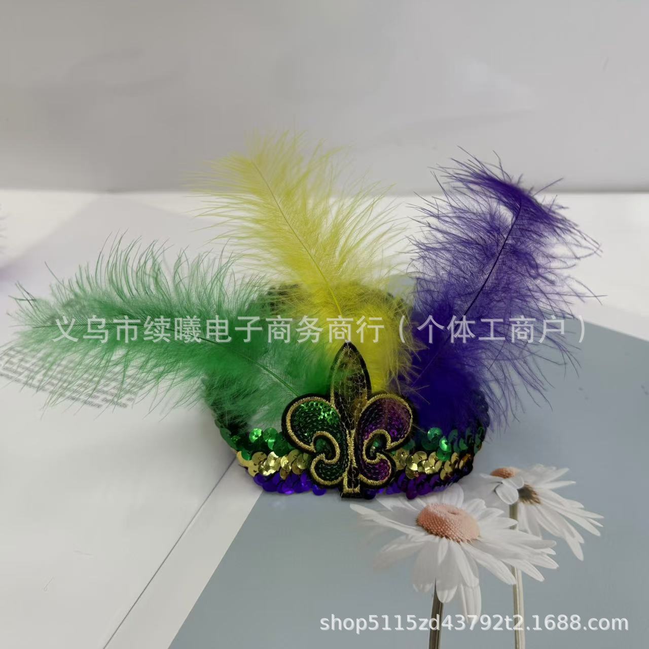 亚马逊狂欢节羽毛发箍派对舞台表演节日装饰发饰头饰饰品头纱时尚发饰详情5