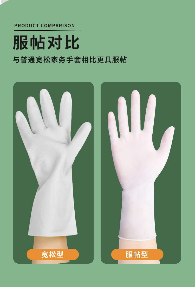 食品级加厚12寸粉色丁腈手套耐用厨房洗碗家务清洁防护手套厂家详情10