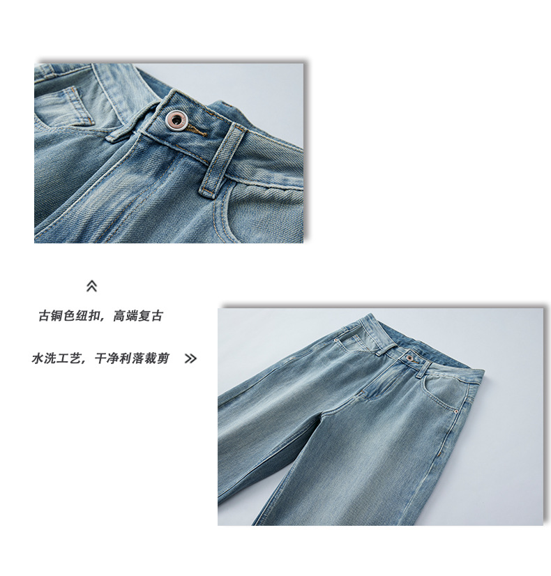 LKTM男装#美式莱赛尔垂感阔腿牛仔裤男高级感简约百搭宽松直筒裤详情11
