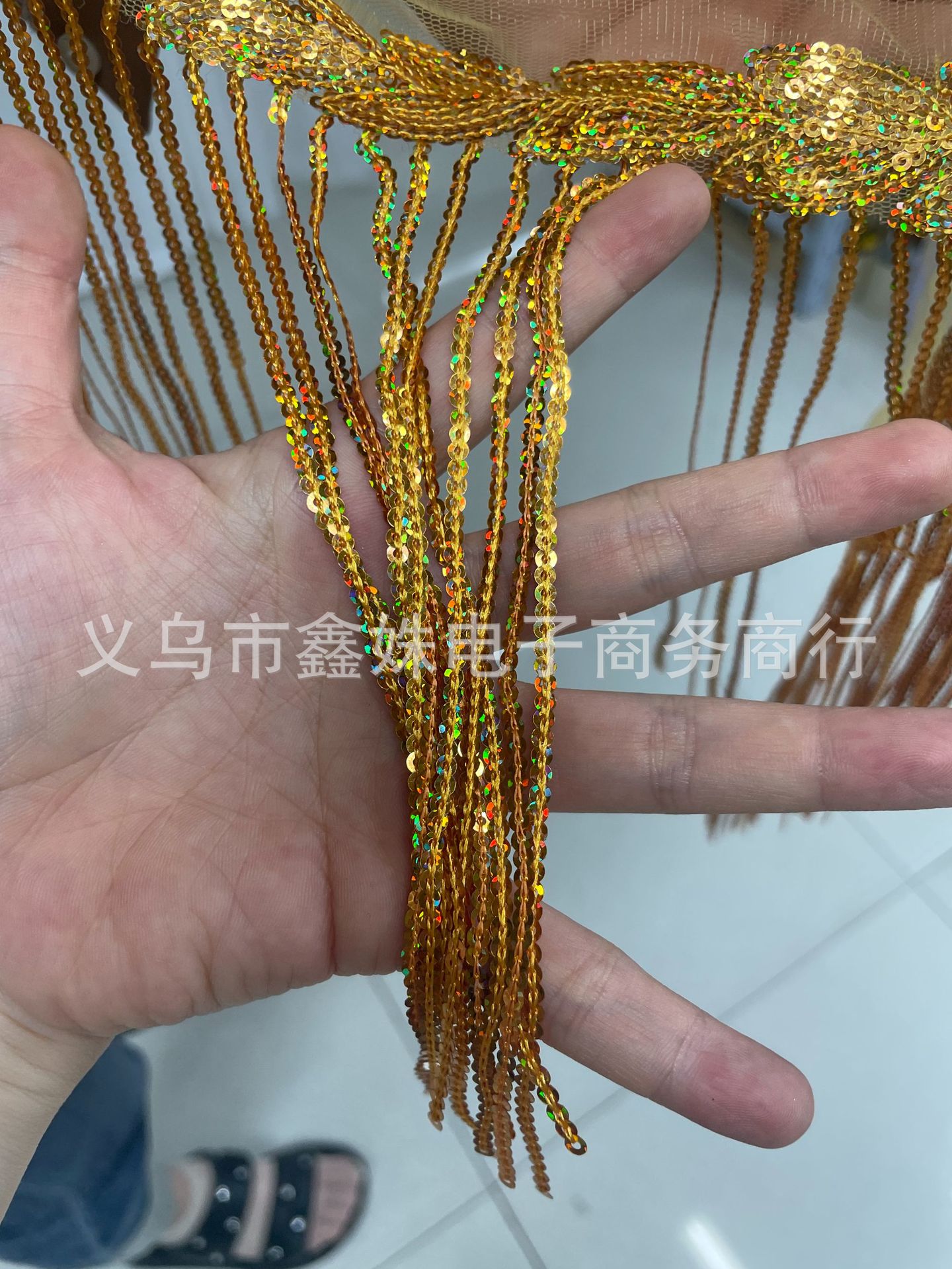 Laser light gold tassels, whiskers, mesh sequins, DIY curtains, stage performance costumes, ribbons pic 5