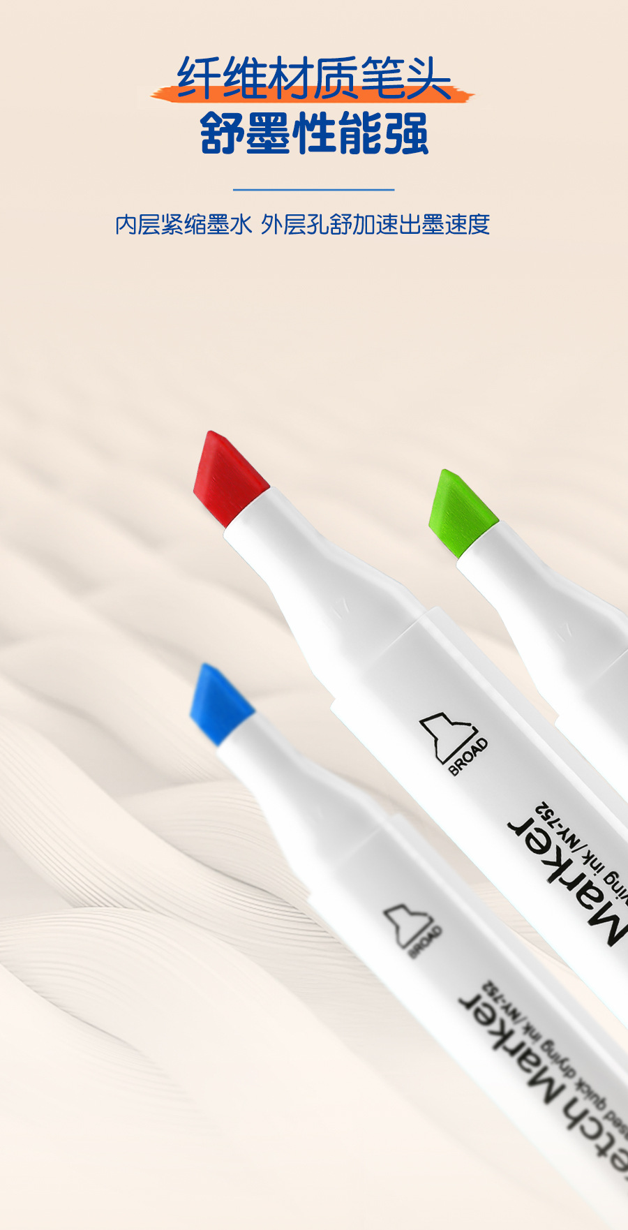 Tianhui Cross-border Double-headed oil-based marker pen, four-corner rod, large-capacity square head watercolor pen, student painting and design brush pic 12