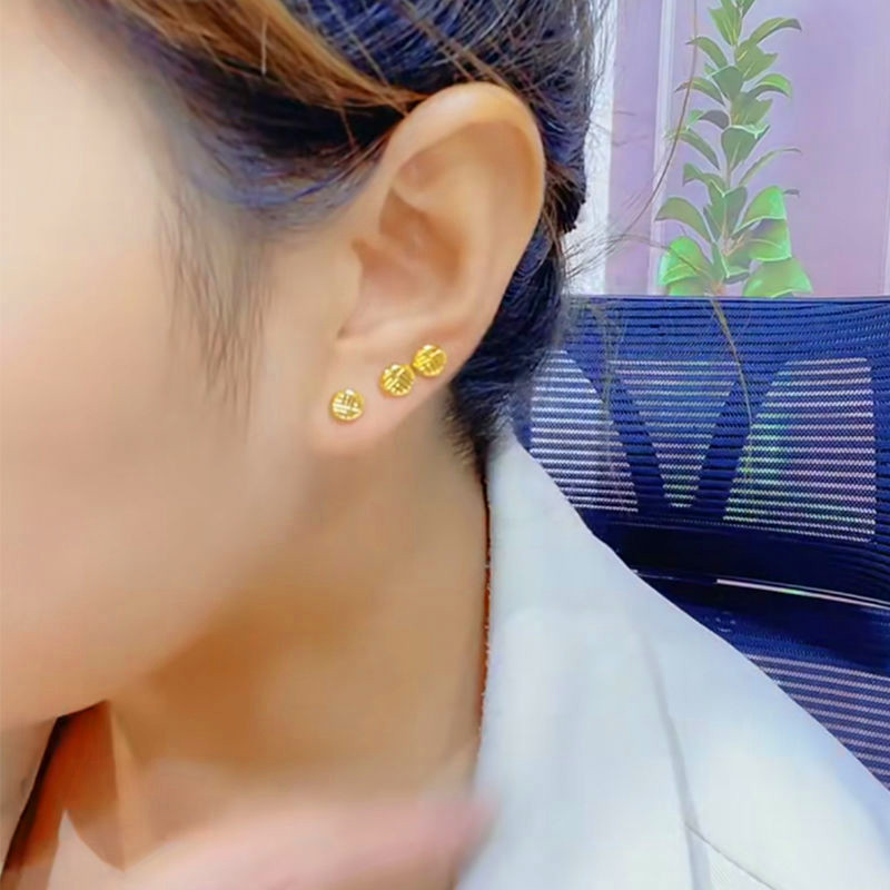 2022新款钛钢福字耳钉精致小巧螺丝拧扣耳骨钉不掉色百搭简约耳饰详情18