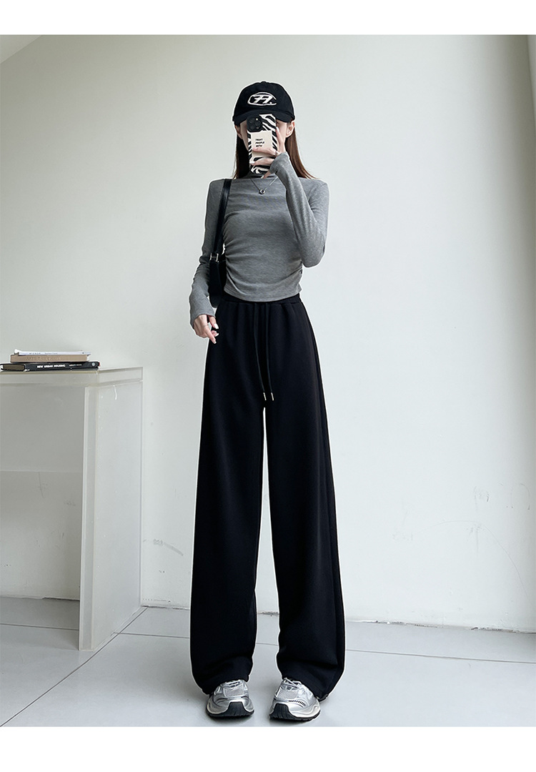 运动裤女2026新款春秋冬季加绒直筒灰色卫裤小个子休闲宽松阔腿裤详情26