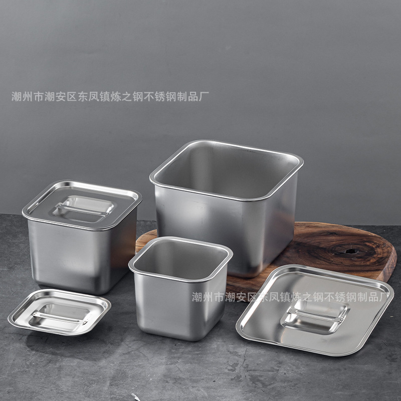 不锈钢方形味盅带盖厨房猪油盆商用佐料收纳调味罐火锅店调料盒详情3