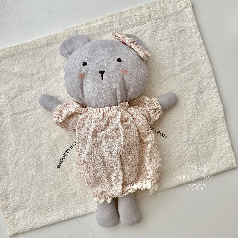 Korean version of ins fabric floral dress, rabbit doll, children's soothing doll, cute cotton and linen bedside decoration item pic 12