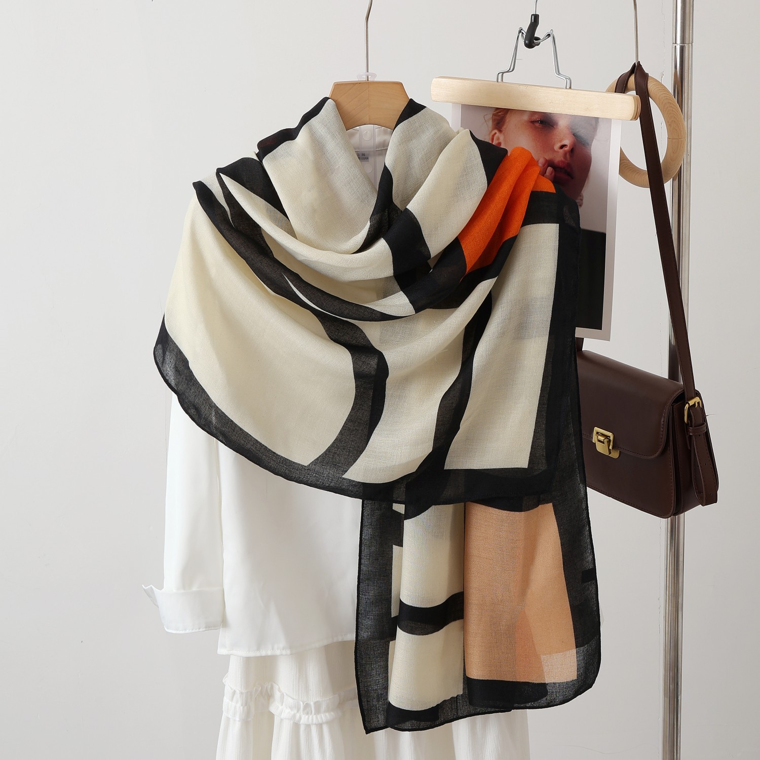 A color-blocked fashionable faux wool scarf, a thin and warm silk scarf, a large shawl, and a fashionable cape long scarf for women pic 20