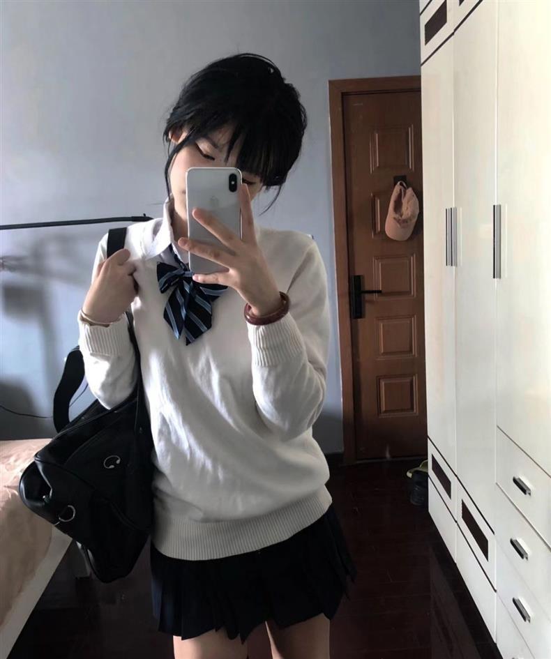 学院风秋冬新款jk制服毛衣套头v领长袖百搭少女软妹外穿针织衫详情7